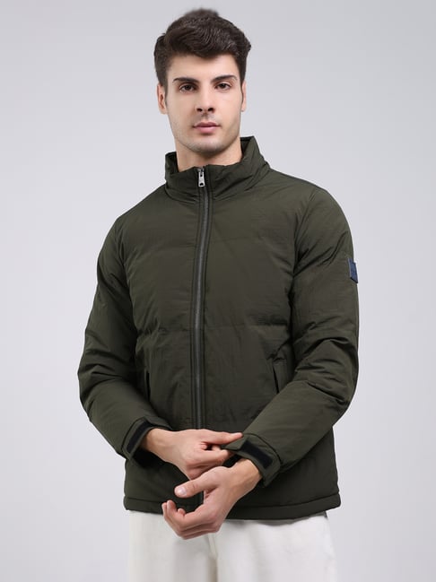 Monte Carlo Olive Regular Fit Solid Full Sleeves Jacket-picture-38