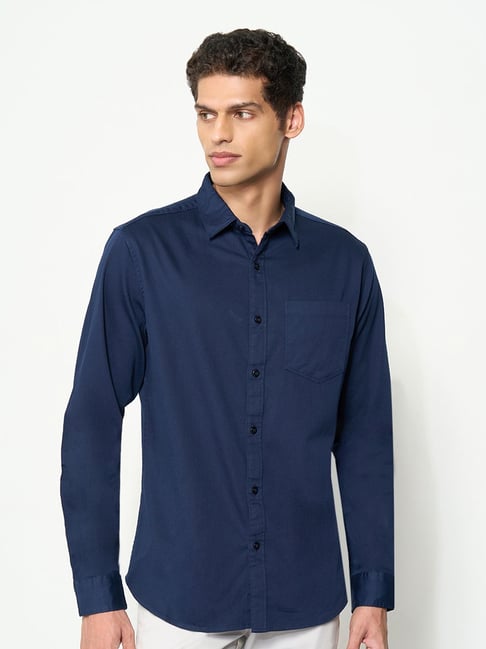 Peregrine By Pantaloons Dark Denim Regular Fit Shirt-picture-43