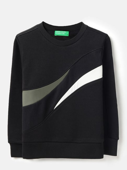 United Colors of Benetton Boys Black Color Blocked Sweatshirt-picture-44