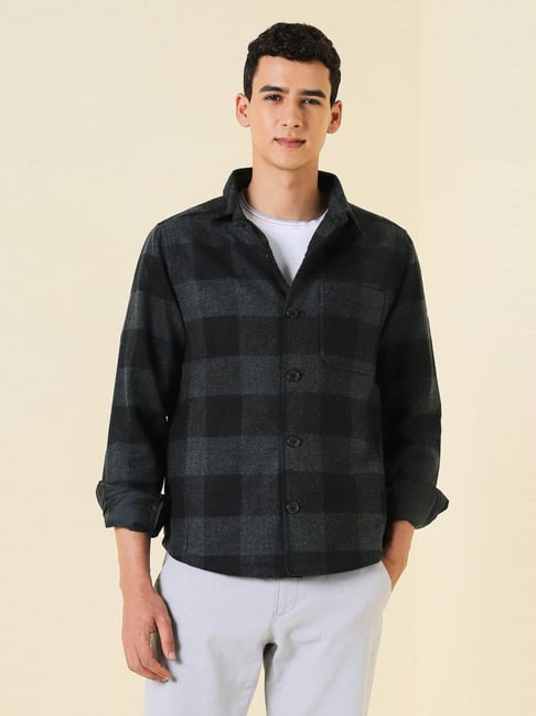 Allen Solly Grey Regular Fit Checks Jacket-picture-17