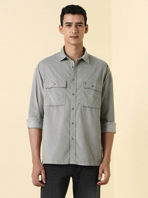 Allen Solly Grey Cotton Relaxed Fit Shirt-picture-38