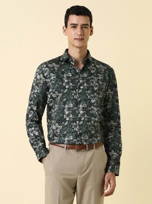 Allen Solly Green Cotton Slim Fit Printed Shirt-picture-38