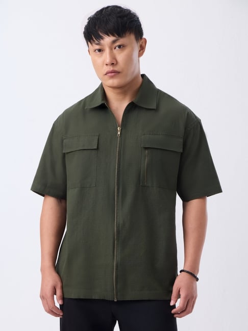 The Souled Store Zipper Shirt: Desert Sage Shirts-picture-15
