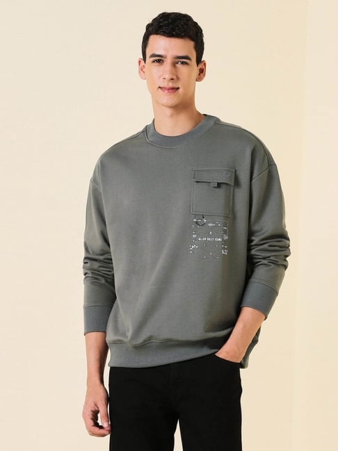 Allen Solly Grey Cotton Loose Fit Graphic Sweatshirt-picture-35