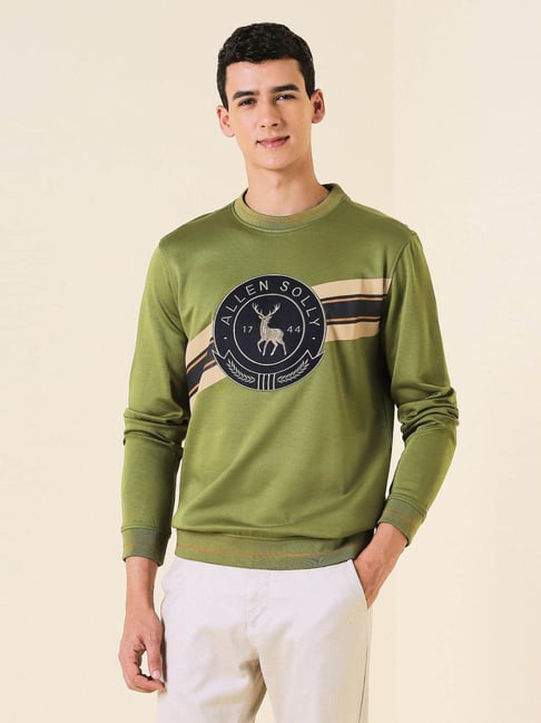 Allen Solly Green Cotton Regular Fit Graphic Sweatshirt-picture-34