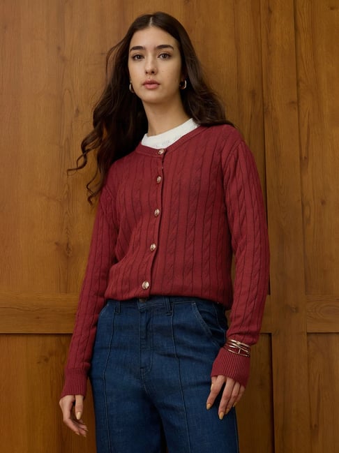 U.S. Polo Assn. Red Woven Design Sweater