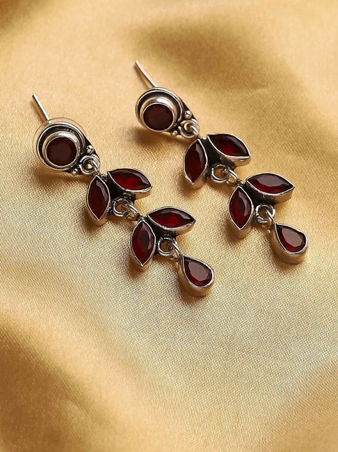 Biba Silver Plated Red Brass Earrings for Women