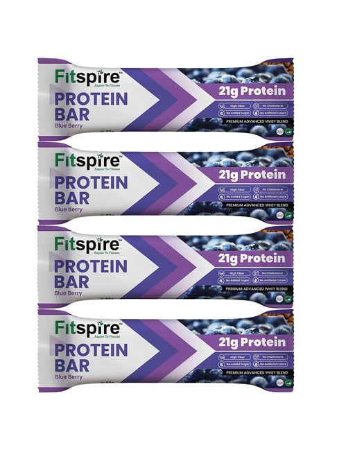 Fitspire BlueBerry Protein Bar Pack of 4 (Each 60g) and provide 21g Protein