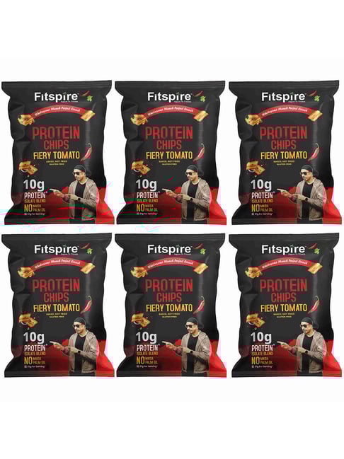 Fitspire Fiery Tomato Protein Chips 37g (Pack of 6) Each Provide 10g Protein
