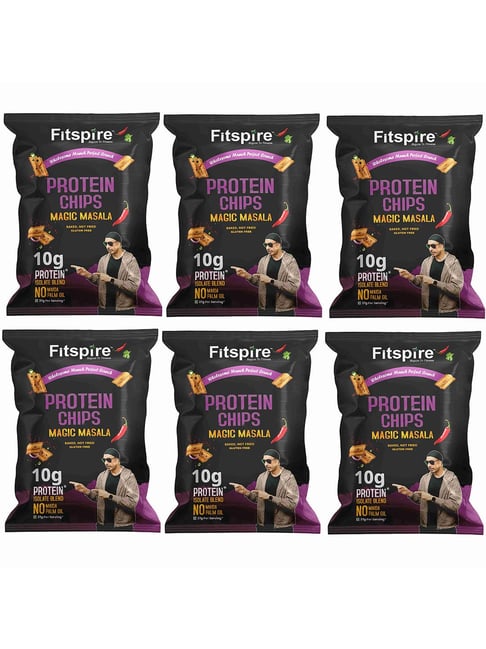 Fitspire Magic Masala Protein Chips 37g (Pack of 6) Each Provide 10g Protein