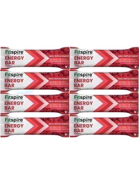 Fitspire Red Berry Energy Bar with Oats, Seeds & Berries Pack of 8 (Each 35g)