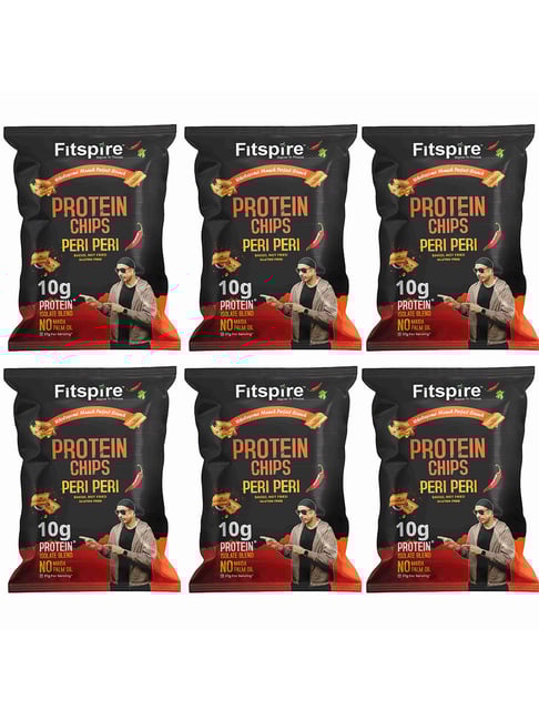 Fitspire Peri Peri Protein Chips 37g (Pack of 6) Each Provide 10g Protein