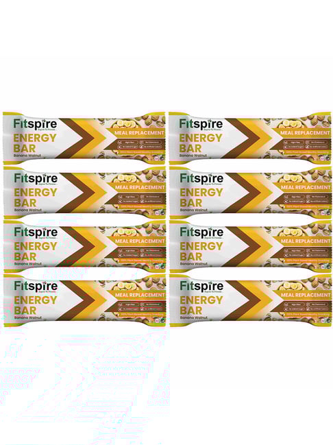 Fitspire Banana Walnut Energy Bar with Oats, Nuts & Seeds Pack of 8 (Each 35g)