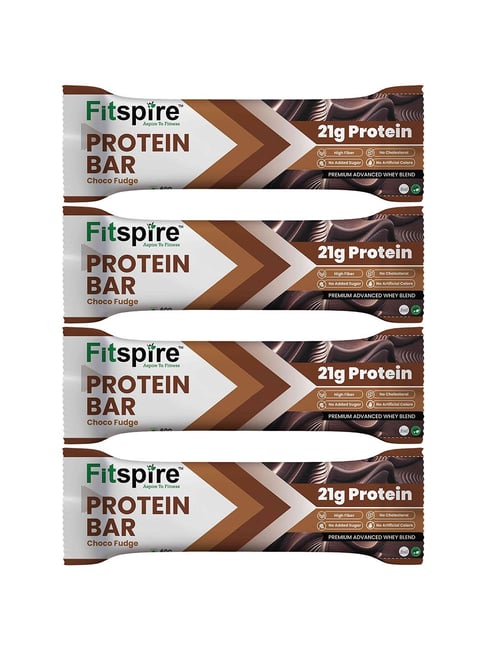 Fitspire Choco Fudge Protein Bar Pack of 4 (Each 60g) and provide 21g Protein