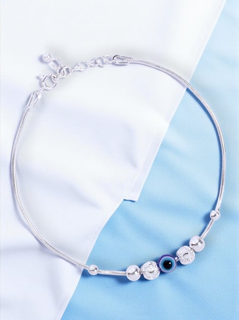 Taraash 925 Silver Evil Eye Beaded Chain Classic Bracelet-picture-23