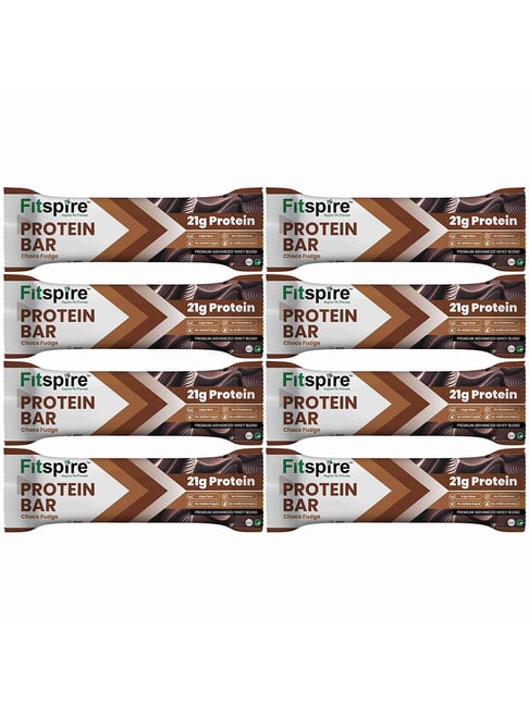 Fitspire Choco Fudge Protein Bar Pack of 8 (Each 60g) and provide 21g Protein