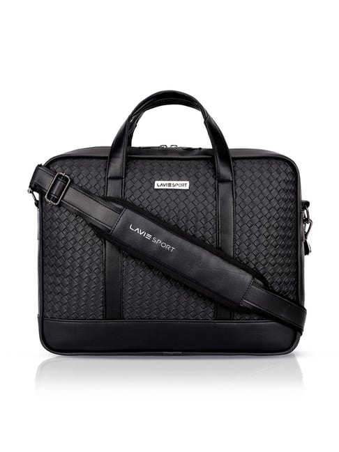 LAVIE SPORT Black Woven Medium Laptop Briefcase