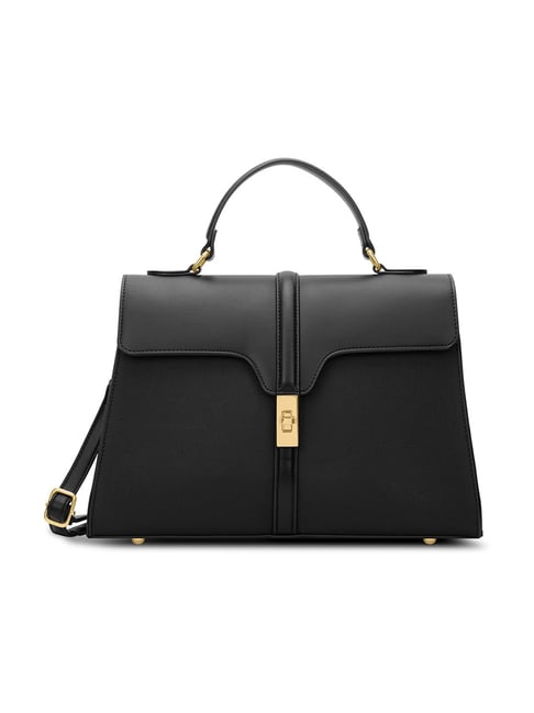 LAVIE Signature Black CANVA Textured Medium Leather Satchel-picture-13