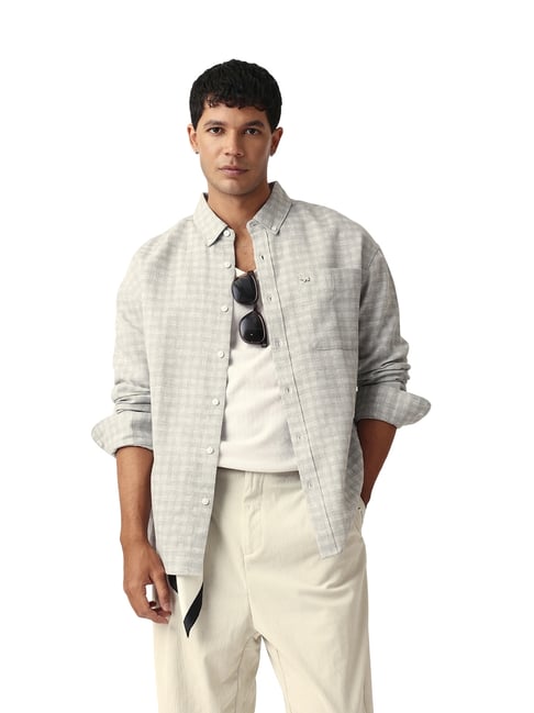 The Bear House Grey Cotton Checked Relaxed Fit Shirt-picture-41