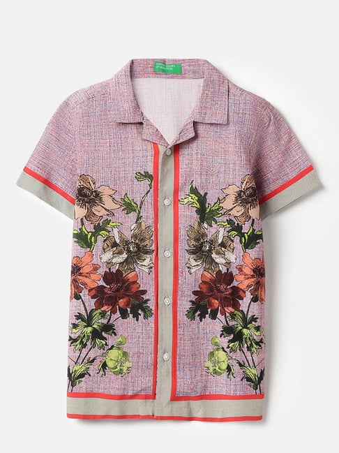 United Colors of Benetton Boys Red Floral Print Shirt-picture-18