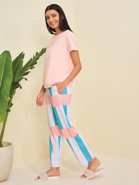 Sweet Dreams Pink Icing Regular Fit Striped Short Sleeves Nightsuit-picture-45