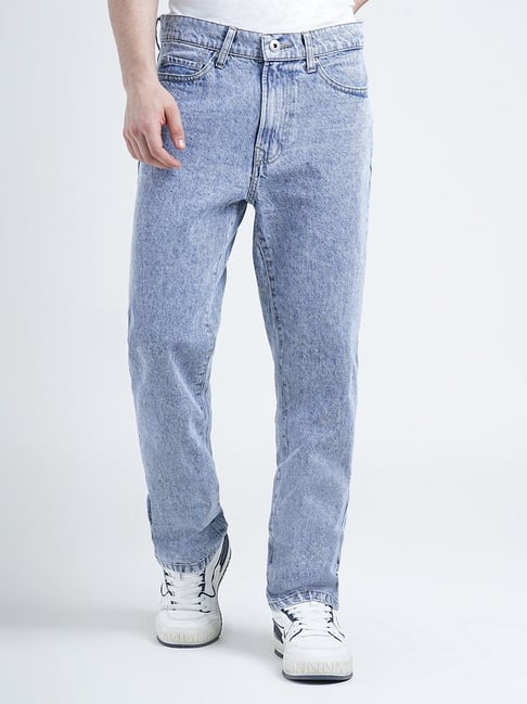 Red Tape Light Blue Cotton Straight Fit Jeans