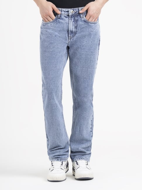 Red Tape Light Blue Cotton Straight Fit Jeans-picture-15