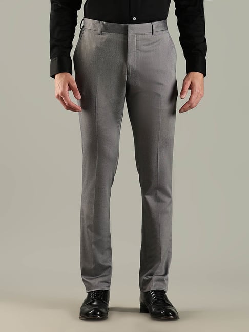 Tommy Hilfiger Grey Regular Fit Self Pattern Trousers-picture-25