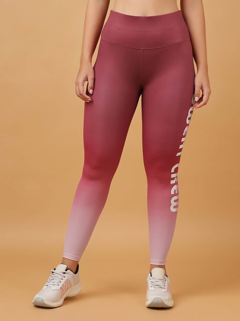 Soie Maroon Regular Fit Ombre Sports Tights