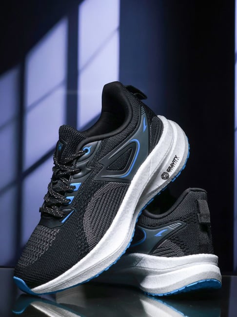 Asian Men's HYPERCUSHION-04 Black & Blue Running Shoes-picture-26
