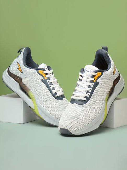Asian Men's POWERPLAY-23 White, Grey & Yellow Running Shoes-picture-16
