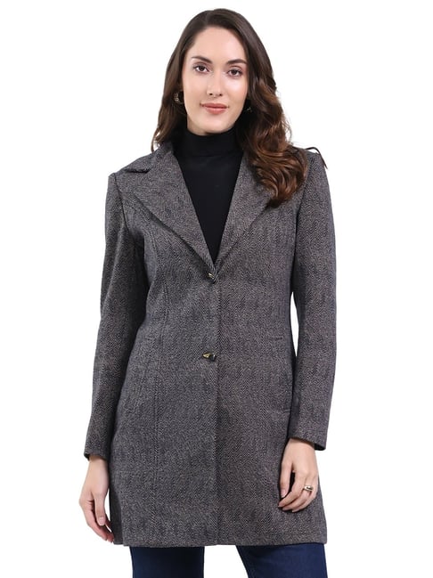 Monte Carlo Black Wool Woven Design Coat