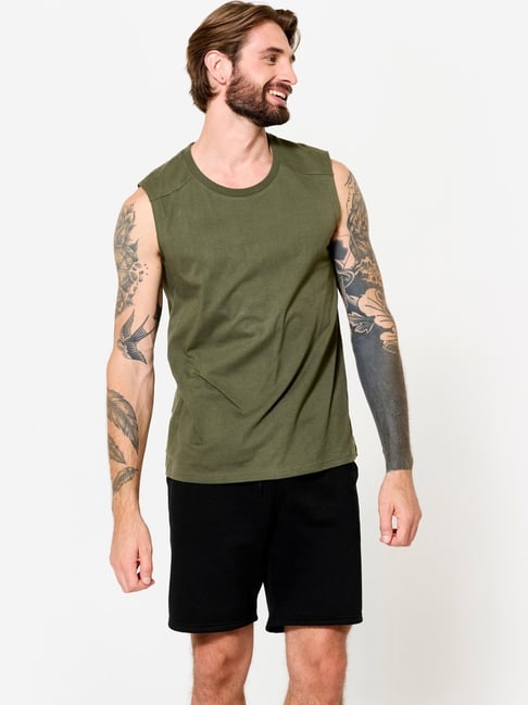 Decathlon Green Cotton Regular Fit Tank Tee-picture-18