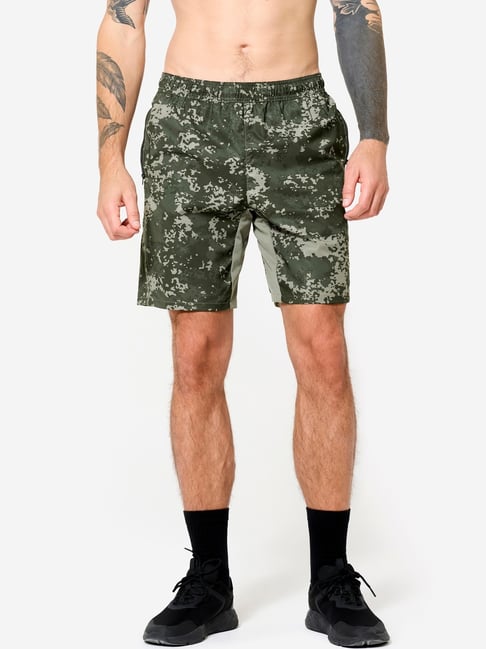 Decathlon Green Regular Fit Printed Sports Shorts