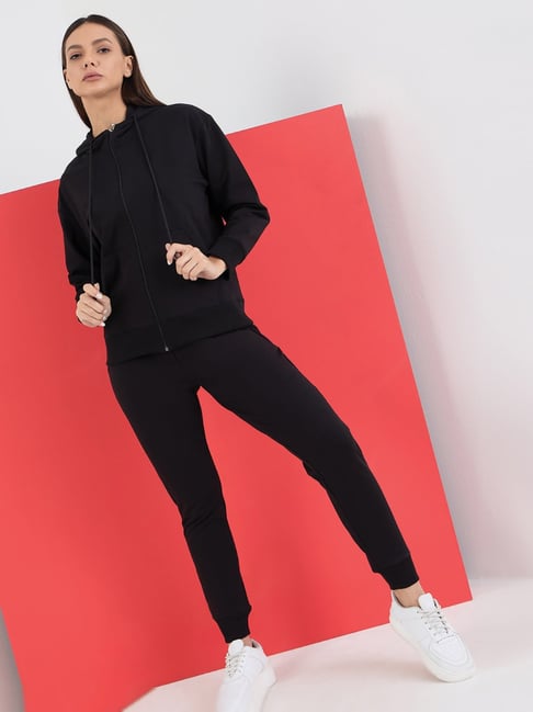 Sweet Dreams Black Regular Fit Solid Long Sleeves Tracksuit-picture-38