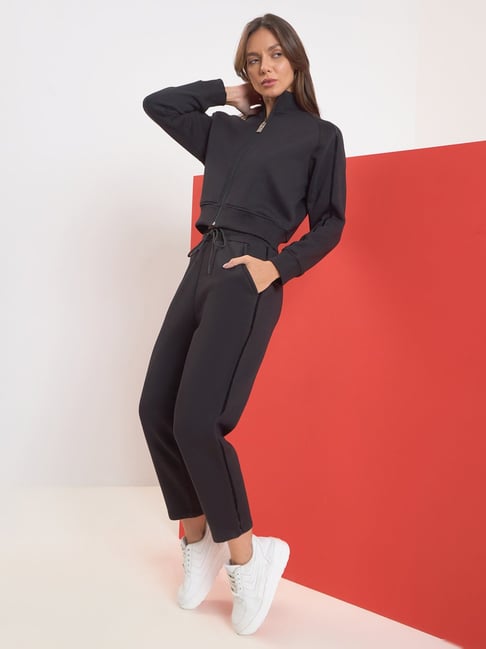 Sweet Dreams Black Regular Fit Solid Long Sleeves Tracksuit-picture-35