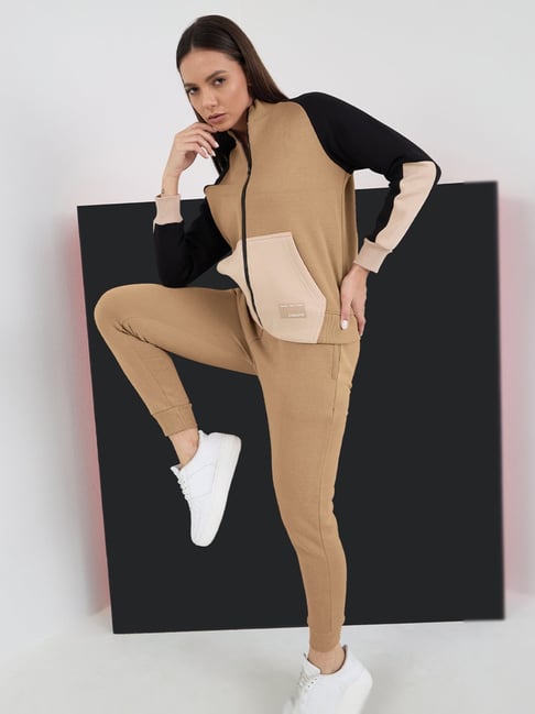 Sweet Dreams Cafe Creme Regular Fit Colourblocked Long Sleeves Tracksuit-picture-40