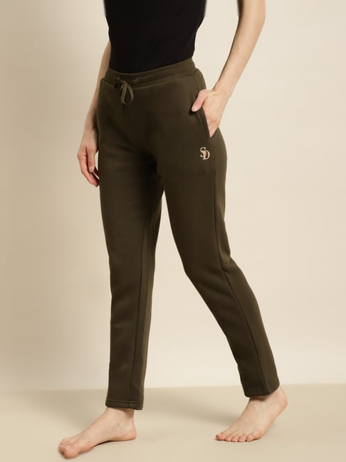 Sweet Dreams Desert Olive Regular Fit Solid Mid Rise Pyjamas-picture-46