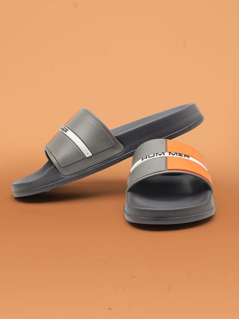 Asian Men's SLIDER-71 Dark Grey & Orange Casual Sandals-picture-25