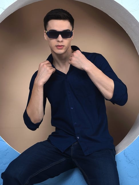 Crimsoune Club Navy Cotton Slim Fit Shirt-picture-42