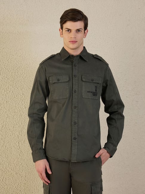 Iconic Men Green Solid Collared Shirt-picture-12