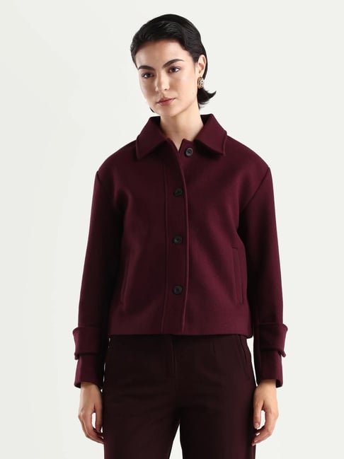 RAREISM Nikzo Wine Polyester Spread Collar Regular Fit Jacket-picture-29