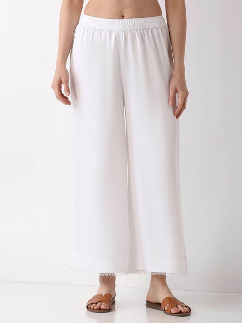 Biba White Flared Fit Dyed Palazzos-picture-27
