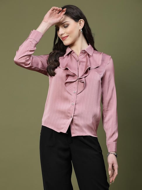 Mafadeny Onion Regular Fit Striped Shirt
