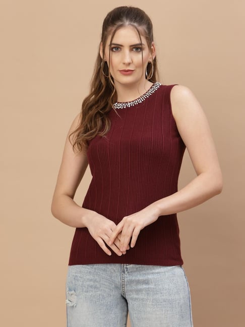 Mafadeny Wine Regular Fit Top
