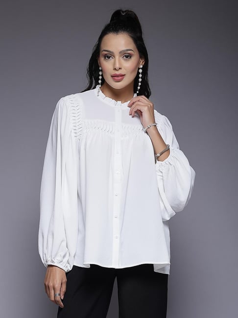 Mafadeny White Regular Fit Top