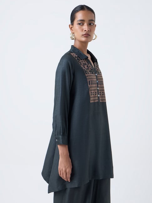 Zuba by Westside Dark Green Embroidered Tunic-picture-19