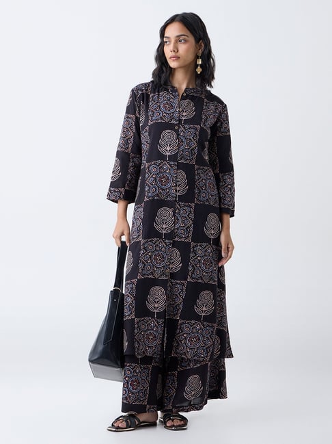 Utsa by Westside Black Printed A-Line Kurta-picture-15