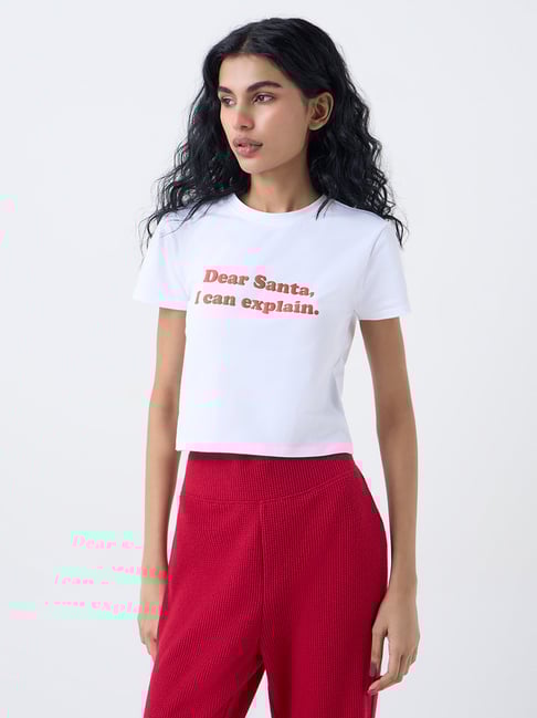 Superstar by Westside White Text Embossed Cotton-Blend T-Shirt-picture-13