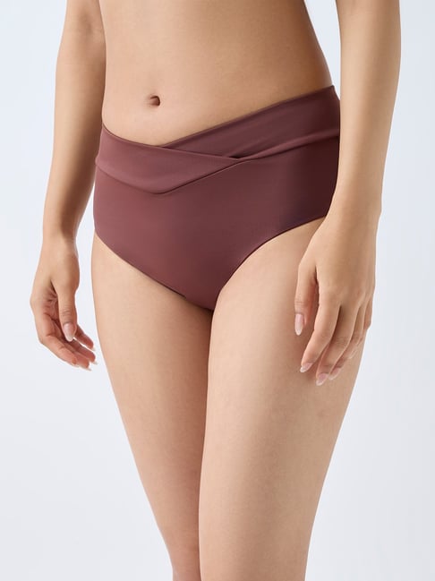Wunderlove Swimwear by Westside Brown Criss-Cross Waist Briefs